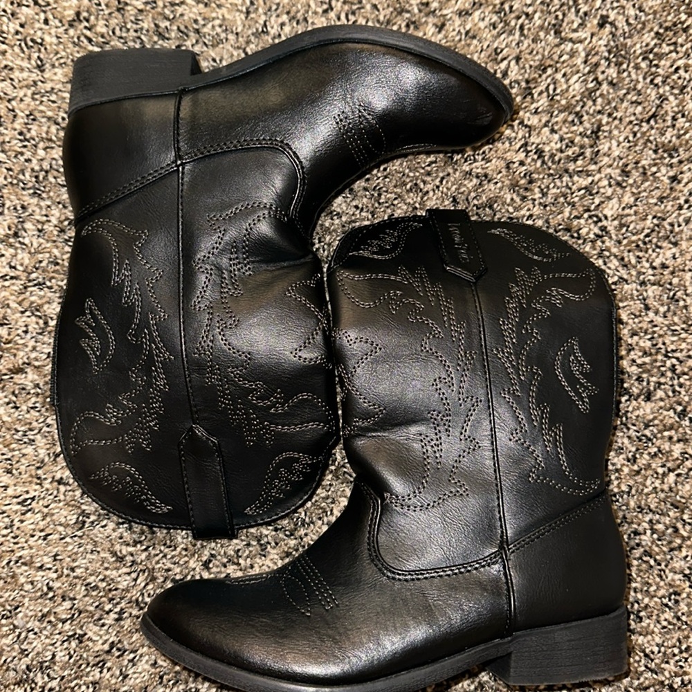 Girls Black Cowgirl Boots Size 1